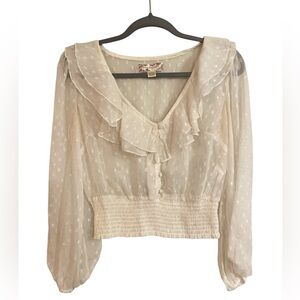 Elegant Cream Ruffled Women's Top